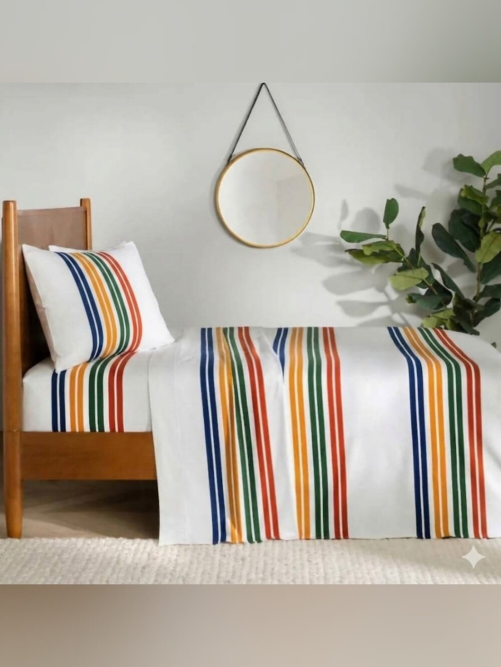 Pendleton Pine Island Twin Sheet Set 3 Piece Bedding with Multicolor Stripes